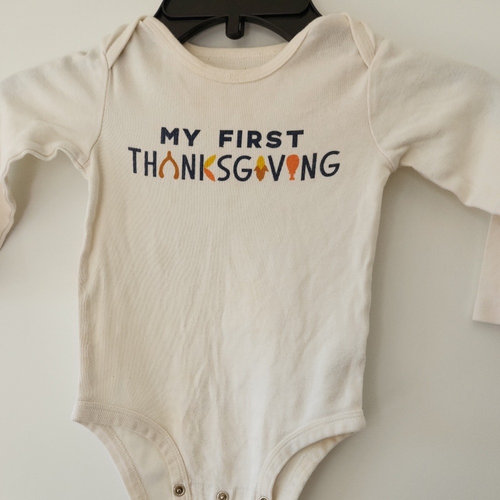 Carters Baby My First Thanksgiving‎ Long Sleeve Bodysuit Ivory 18M Holiday